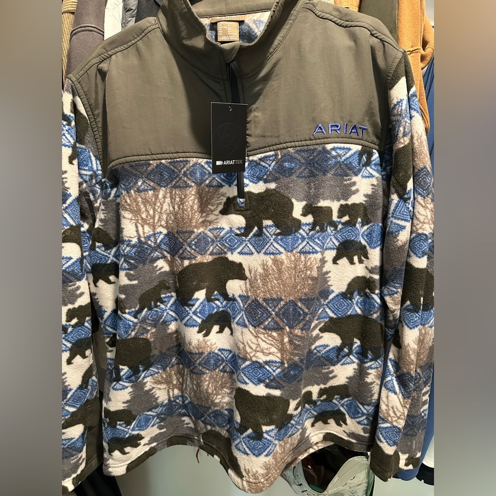 Ariat Blue Bear Pattern Fleece Pullover